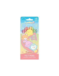 Jovi Kawaii Felt Pens Pack Avec 8 Feutres Pointe Media de 3mm - Capuchon de Sécurité Ventilado - Grip Triangular Ergonomique - C