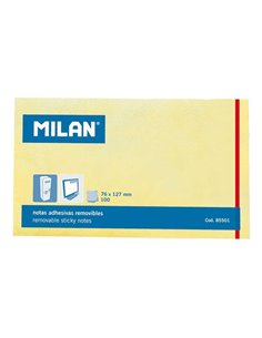 Milan Bloc de 100 Notas Adhesivas - Removibles - 76mm x 127mm - Couleur Jaune Clair