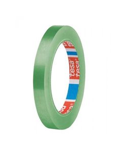 Tesa 60404 Ruban de Embalar Premium 12mm x 66 Metros - Fabricado en SPVC - Adhésif de Caucho Natural - Couleur Vert