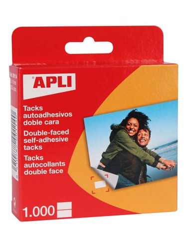 Apli Pack de 1000 Tacks Autoadhesivos Double face - Taille 12x16mm - Idéal Pour Manualidades et Albumes - Sans de Acidos