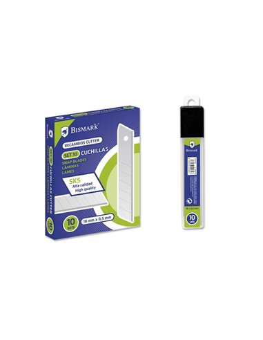Bismark Blister de 10 Cuchillas de Recambio en Acier de Haute qualité - Dimension 18mmx0.5mm - Acier SK5