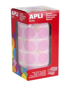 Apli Rollo de 1.770 Gomets Redondos Ø 20mm - Adhésif permanent Base Eau - Sans de Disolventes - Couleur Rose Clair