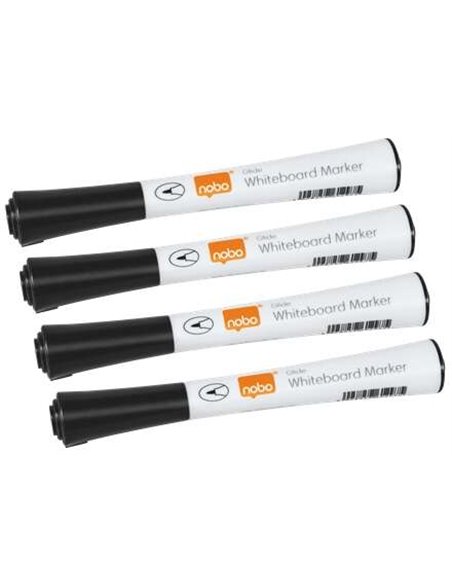 Nobo Gilde Pack de 4 Feutres Pour Tableau Blanca - Pointe Fina 1mm - Encre Avec Poco Olor - Couleur Noir