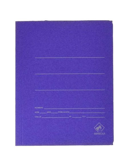 Mariola Chemise de Carton Avec Sac Folio 500gr/m2 - Dimensions 34x25x1cm - Fermeture Avec Goma Élastique - Couleur Bleu Mate