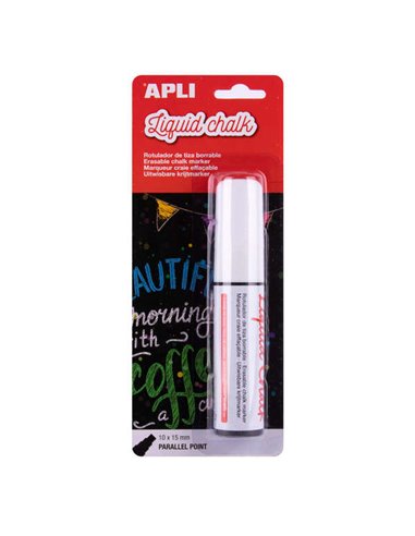 Apli Feutre de Tiza Liquida Paralelo 10x15mm Blanc - Facile de Borrar Avec Paño Humedo - Séchage rapide et Usage Sencillo