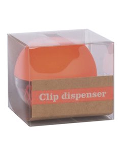 Apli Fluor Collection Dispensador de Clips - Ø 70x60 mm - Couvercle Magnetica "Soft Touch" Orange - Comprend 50 Clips Jaune Fluo