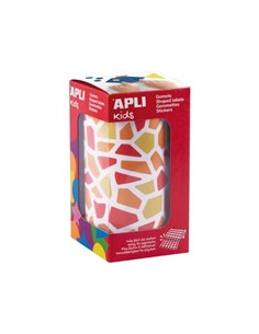 Apli Kids Rollo de 2460 Gomets Mosaico - Adhésif Base Eau - Sans de Disolventes - Materiales 100% Reciclables - Couleurs Rouge, 