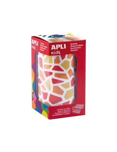Apli Kids Rollo de 2460 Gomets Mosaico - Adhésif Base Eau - Sans de Disolventes - Materiales 100% Reciclables - Couleurs Rouge, 