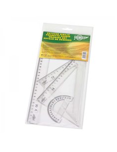 Faibo Pack de Reglas Escolares - Comprend Règle de 30cm, Escuadra de 25cm, Cartabon de 25cm et Semicirculo de 9cm - Presentacion