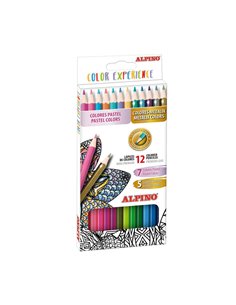 Alpino Couleur Experience Pack de 12 Lapices de Couleurs Premium Couleurs Pastel et Metalicos - Mina Premium Pour Pintado Doux e