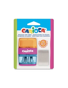 Carioca Sacapuntas de 2 Orificios Avec Goma et Deposito - Diametro Maximo de Ø 10,2mm - Couleurs Aléatoires Assortis