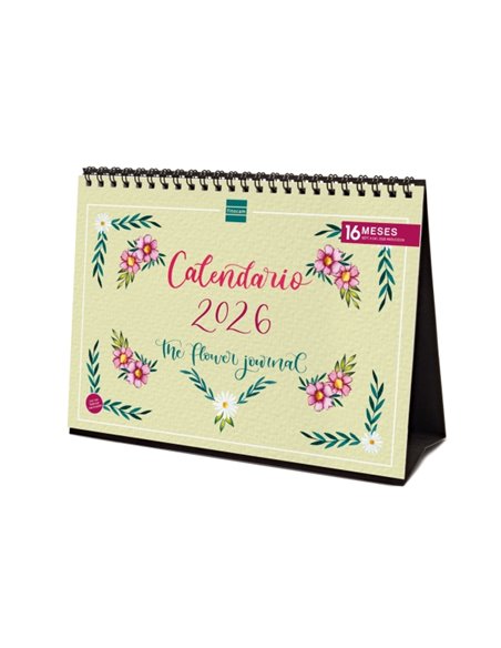 Finocam Calendario de Sobremesa - Annuel 2026 - Imagenes Variadas - Espacio Pour Escribir - Tematica de Flores