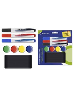 Bismark Pack de 3 Feutres Pour Tableau + 4 Imanes + Borrador - Couleurs assorties