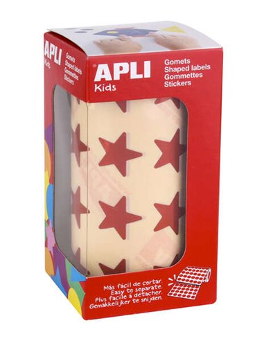 Apli Gomets Estrella 19.5mm - 1416 Unidades Par Rollo - Adhésif permanent - Idéal Pour Actividades Infantiles