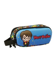 Safta Harry Potter Étui Trousse 3D - 2 Compartiments - Anse de Mano - 21x8x6cm - Couleur Bleu
