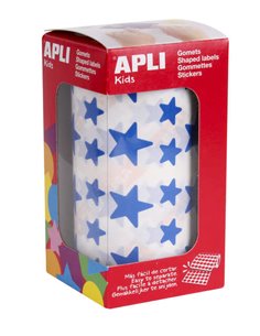 Apli Gomets Estrella Bleu - 12.5mm et 19.5mm - Adhésif permanent - 59 Feuilles Pretroqueladas - 2.360 Gomets Par Rollo