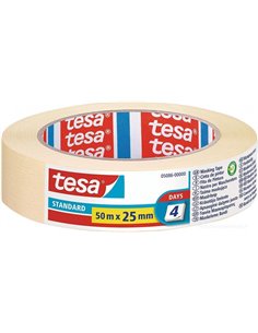 Tesa Standard Ruban de Pintor 25mm x 50m - Fabricada en Papier - Sans de Disolventes - No deja Residuos