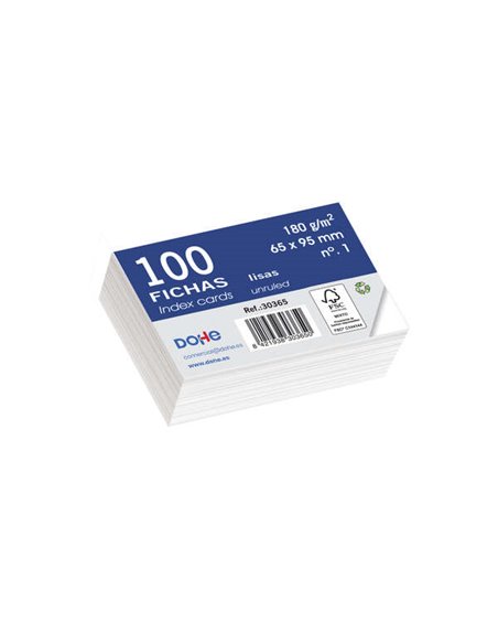 Dohe Pack de 100 Fichas de Cartulina 180gr Offset - Couleur Blanc