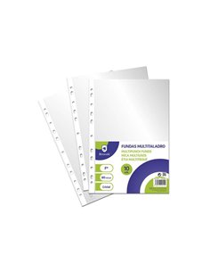 Bismark Pack de 10 Fundas Multitaladro Taille Folio 80 Micras - Acabado en Cristal - Idéal Pour Carpetas Avec Mecanismo de Anill