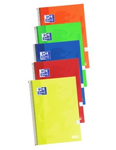 Oxford School Classic Write&Erase Cahier Spirale Folio 80 Feuilles Cuadricula 4x4mm Avec Margen - Couvercle Extradura - Couleurs