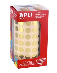 Apli Gomets Redondos de Ø 10.5mm en Oro Métallisé - 59 Feuilles Pretroqueladas - 5192 Gomets Par Rollo - Idéal Pour Actividades 