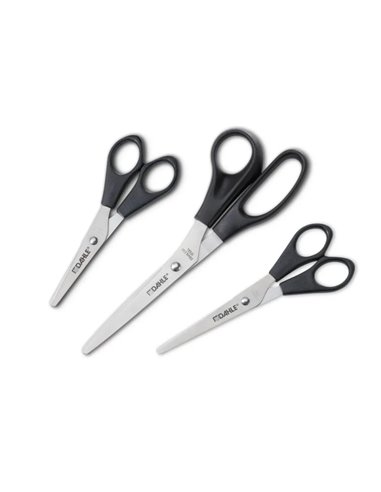 Dahle Home Pack de 3 Ciseaux de Acier Inoxydable 13, 15 et 20cm - Feuilles Afiladas - Mangos en Plastico ABS - Couleur Noir