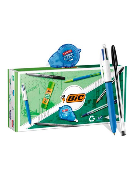 Bic Office ECOlutions Pack de Bureau 9 Piezas - Boligrafos + Portaminas + Crayon + Feutre + Pegamento Barra et Ruban Correctora