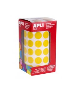 Apli Rollo de 2.832 Gomets Redondos Ø 15mm - Adhésif permanent Base Eau - Sans de Disolventes - Couleur Jaune