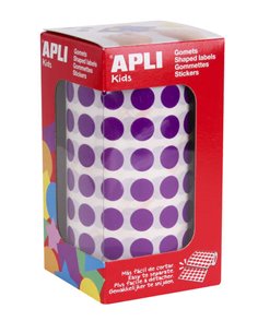 Apli Rollo Avec 5.192 Gomets Redondos Ø 10.5mm - 59 Feuilles Pretroqueladas - Idéal Pour Escuelas - Couleur Lila