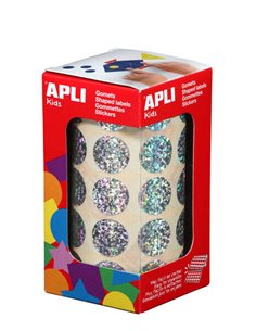 Apli Gomets Redondos Holograficos - Taille Ø 20mm - Adhésif permanent - 59 Feuilles Pretroqueladas - 1770 Gomets Par Rollo - Idé