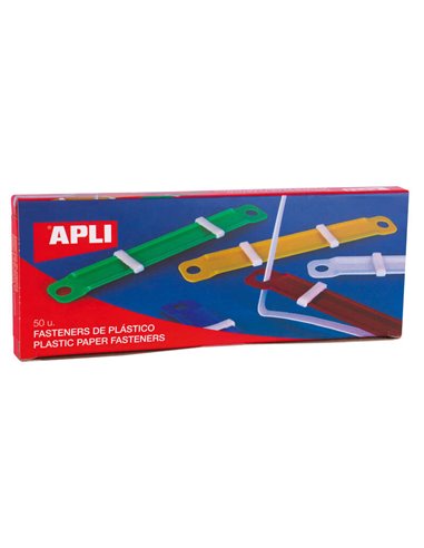 Apli Pack de 50 Fasteners de Plastico Avec Lengüeta - Taille 90x12mm - Fermeture Compresor - Idéal Pour Organizar Papier - Coule