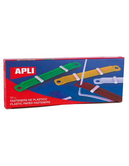 Apli Pack de 50 Fasteners de Plastico Avec Lengüeta - Taille 90x12mm - Fermeture Compresor - Idéal Pour Organizar Papier - Coule