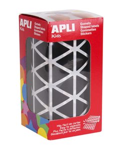 Apli Gomets Triangulares Negros - Taille 20 x 20 x 20mm - Adhésif permanent - 2832 Gomets Par Rollo - Idéal Pour Escuelas et Tal