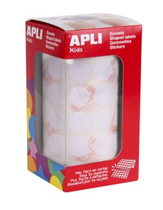 Apli Gomets Redondos Blancos Ø 15mm - 59 Feuilles Pretroqueladas - 2832 Gomets Par Rollo - Adhésif Base Eau - Normas EN-71 et FS