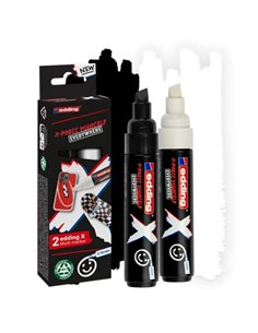 Edding X 6900 Pack de 2 Feutres Multisuperficie Permanentes de Encre Opaca - Pointe Biselada Avec Trait 2-10mm - Couleur Blanc e