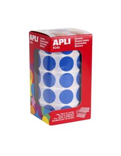 Apli Rollo de 1770 Gomets Redondos Azules - Ø 20mm - Adhésif permanent - Desarrolla Habilidades et Capacidades en Niños