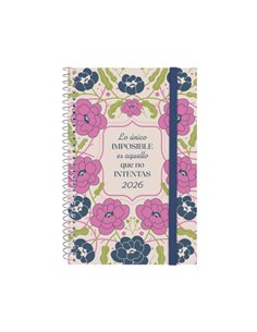 Finocam Design Collection Agenda de Spirale - Annuel 2026 - Couvercle Légère - Format E5 - 124x14x181mm - Semaine sur 2 pages Ho