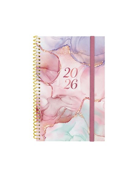 Finocam Design Collection Agenda de Spirale - Annuel 2026 - Couvercle Légère - Format E5 - 124x14x181mm - Semaine sur 2 pages Ho