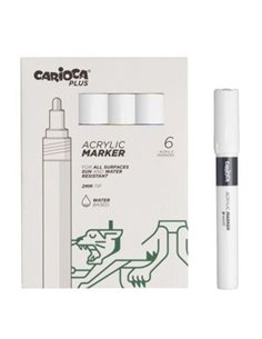 Carioca Plus Pack de 6 Marcadores Acrilicos - Pointe 2mm - Couleur Blanc