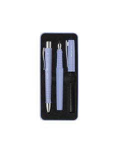 Faber-Castell Poly Pack de Stylo à bille Poly Ball et Pluma Estilografica Poly Pen Avec Plumin B - Clip de Metal - Couleur Bleu 
