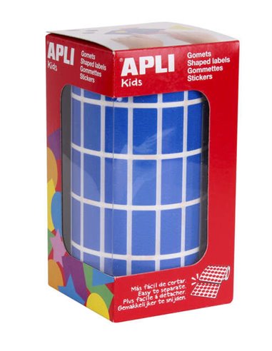 Apli Gomets Rectangulares Azules - 20x10mm - 59 Feuilles Pretroqueladas - 3540 Unidades Par Rollo - Idéal Pour Actividades Infan