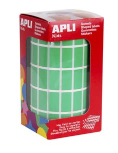 Apli Gomets Rectangulares Verdes - 20x10mm - 59 Feuilles Pretroqueladas - 3540 Gomets Par Rollo - Idéal Pour Actividades Infanti