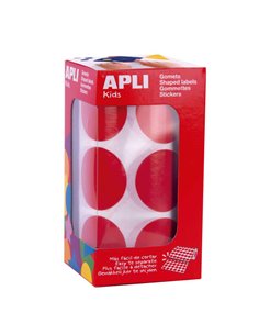 Apli Gomets XL Redondos Ø 33mm Rojos Avec Adhésif permanent - 708 Gomets Par Rollo - Idéal Pour Desarrollar Psicomotricidad Fina