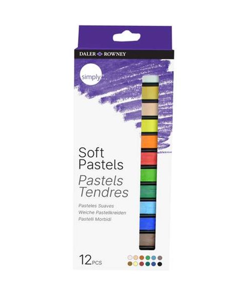 Daler Rowney Pack de 12 Pasteles Blandos - Pour Amplia Variedad de Superficies - Facile de Usar - Couleurs assorties