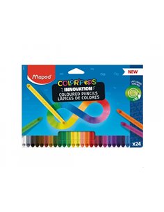 Maped Couleur`Peps Infinity Pack de 24 Lapices de Couleurs de Larga Duracion - Hecho Totalmente de Mina - Couleurs assorties
