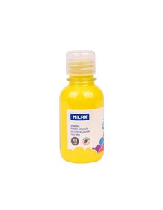 Milan Botella de Tempera 125ml - Tapon Dosificador - Séchage rapide - Mezclable - Couleur Jaune