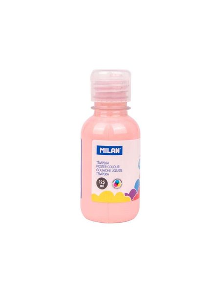 Milan Botella de Tempera 125ml - Tapon Dosificador - Séchage rapide - Mezclable - Couleur Rose Palido