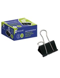 Bismark Pack de 12 Pinzas Sujetapapeles Metalicas de 41mm - Pala Abatible - Couleur Noir