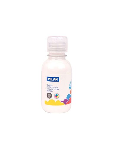 Milan Botella de Tempera 125ml - Tapon Dosificador - Séchage rapide - Mezclable - Couleur Blanc