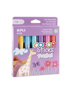 Apli Couleur Sticks Pack Avec 6 Temperas Solidas de 6g en Couleurs Pastel - Acabado Satinado - Séchage rapide - Efecto Cera ou T
